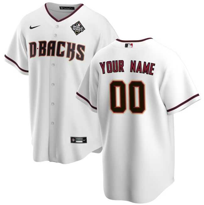 Men's Arizona Diamondbacks Active Player Custom White 2023 World Series Home Cool Base Stitched Baseball Jersey-0